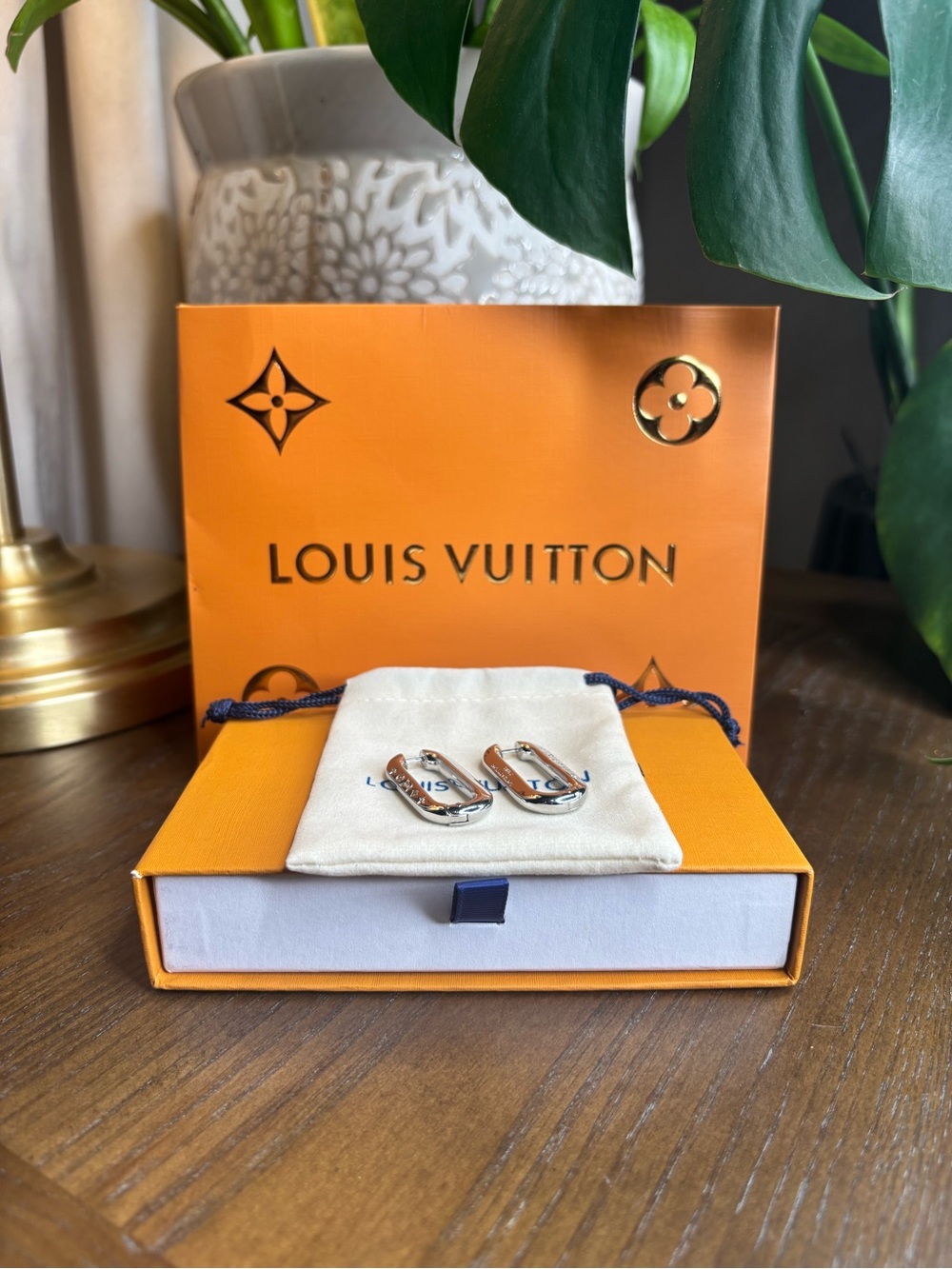 Louis Vuitton Silver Hoop Earrings ✨